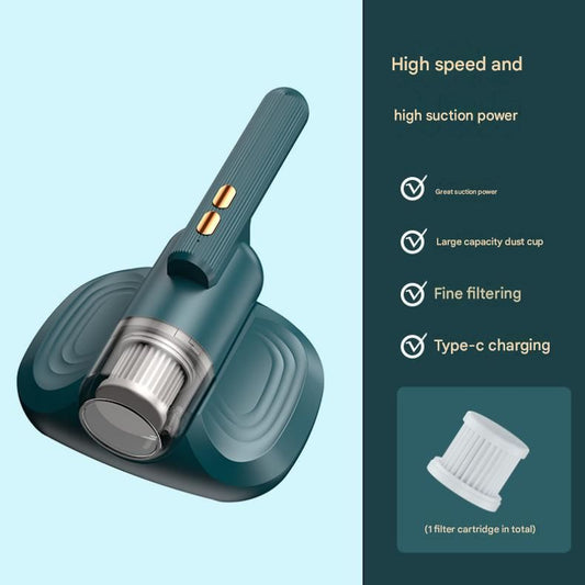 Green Cordless Handheld Mite Removal Vacuum - 10KPA Suction, UV Blue Light, 200ML Dust Cup, 3-Stage V888-ELOSUNG53085
