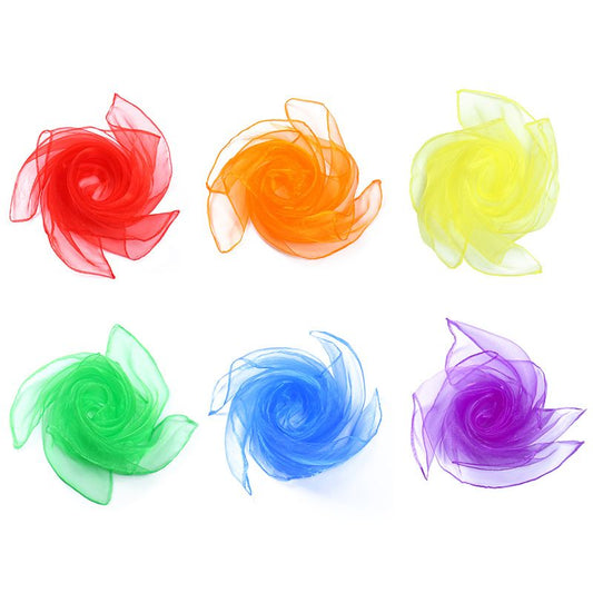 6-piece 60*60 cm(Red and Orange and Yellow and Green and Blue and Purple) Kids Magic Scarf Set - Colourful V888-ELOSUNG53111
