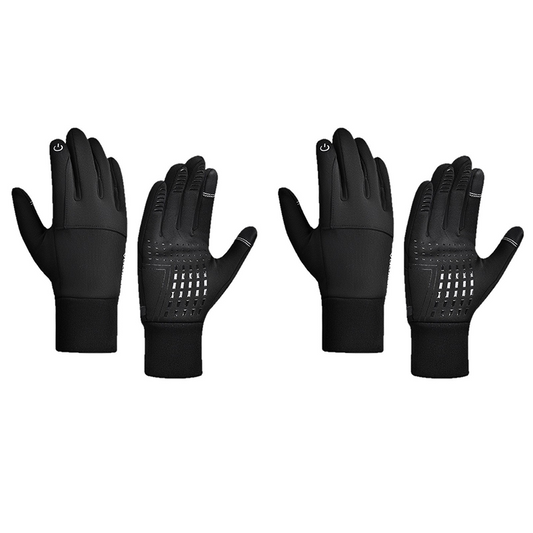 2 Pairs Black M size Winter Cycling Gloves Set - Windproof Thermal Touchscreen Sports Gloves with Water V888-ELOSUNG53128