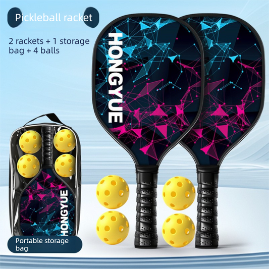 Black and Pink and Blue Professional Carbon Fiber Pickleball Paddle Set (2 Rackets + 4 Balls + 1 Carry Bag)- V888-ELOSUNG53155