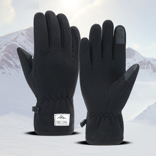Black Winter Thermal Touchscreen Gloves - Outdoor Cycling Skiing Driving Windproof Full Finger Warm V888-ELOSUNG53156