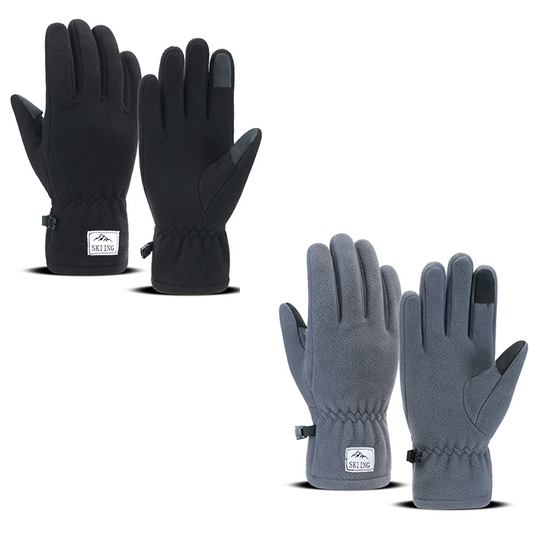 2 piece Black and Grey Winter Thermal Touchscreen Gloves - Outdoor Cycling Skiing Driving Windproof Full V888-ELOSUNG53158