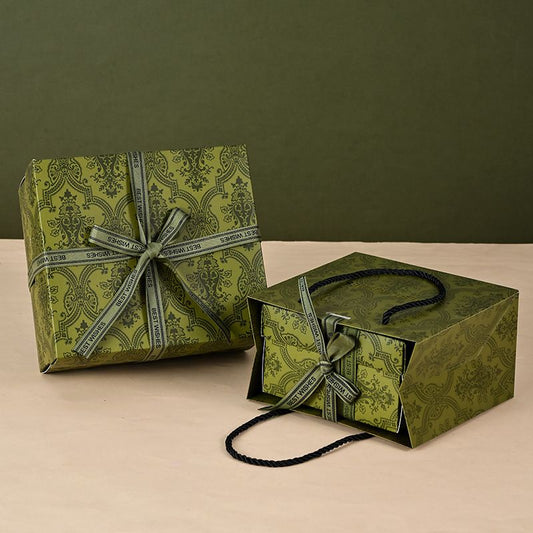 3 piece small size Green Gift Box Set with Gift Bag & Raffia Fill - Premium Empty Present Packaging Box for V888-ELOSUNG53161