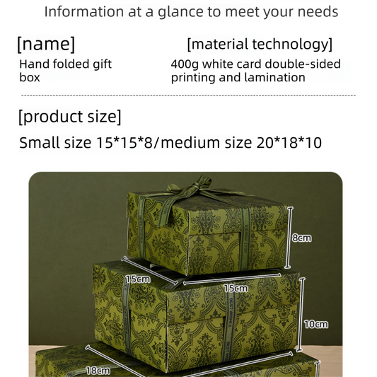 3 piece small size Green Gift Box Set with Gift Bag & Raffia Fill - Premium Empty Present Packaging Box for V888-ELOSUNG53161