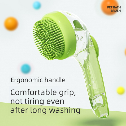 Blue Pet Silicone Bath Brush with Shampoo Dispenser - Leak-Proof One-Touch Soap Release-Dog and Cat Grooming V888-ELOSUNG53169