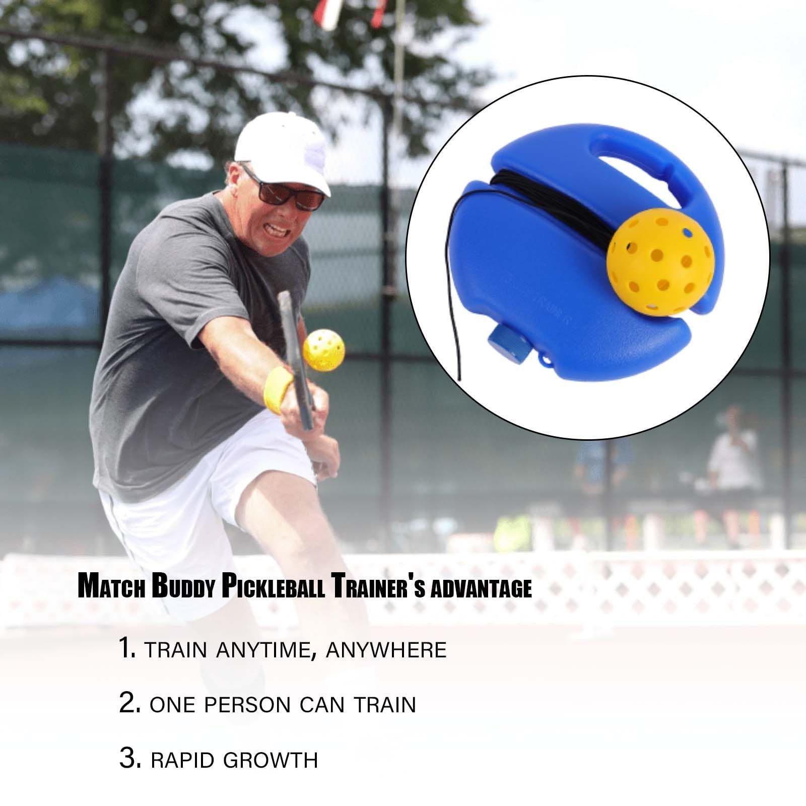 Pickleball Trainer Rebound Practice Set with Green Tethered Ball and Blue Fillable Base -Solo Training Aid V888-ELOSUNG53190