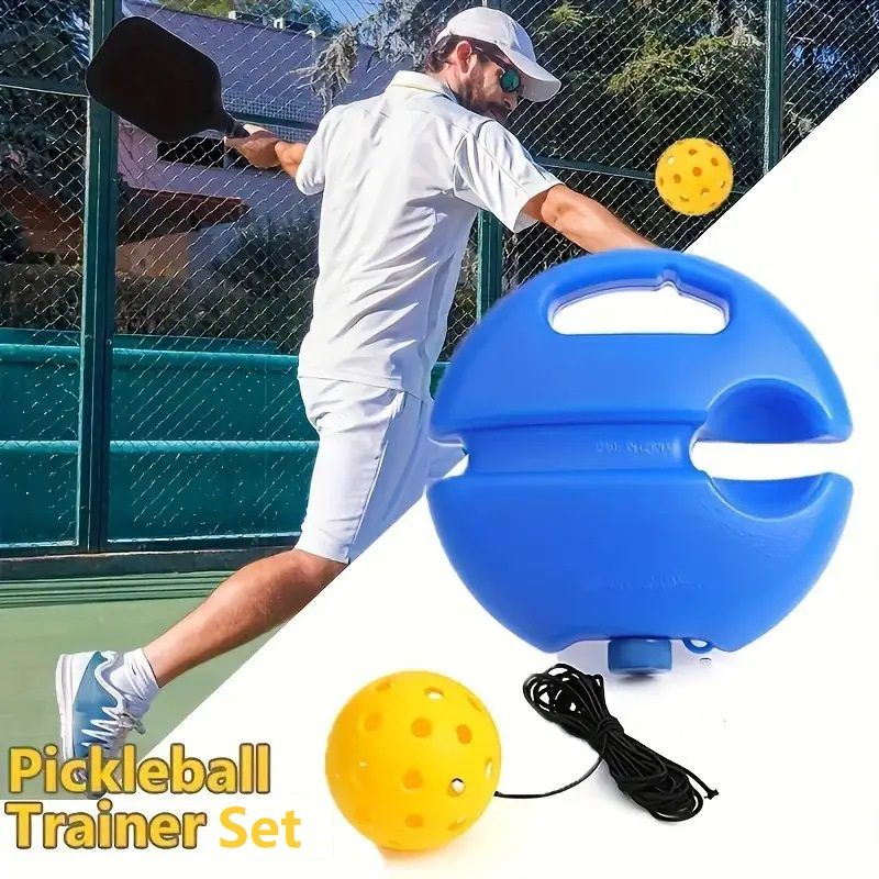 Pickleball Trainer Rebound Practice Set with Blue Tethered Ball and Blue Fillable Base -Solo Training Aid for V888-ELOSUNG53191