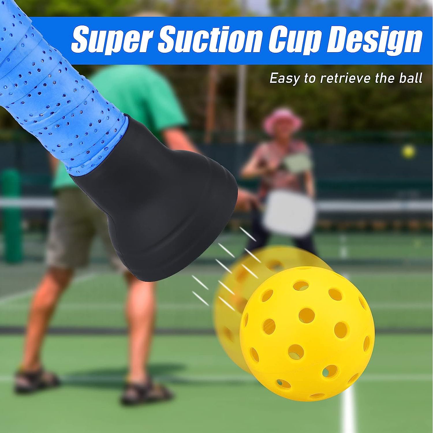 Blue Silicone Pickleball Ball Retriever Attachment for Paddle Handle Easy Ball Pickup Training Accessory No V888-ELOSUNG53194