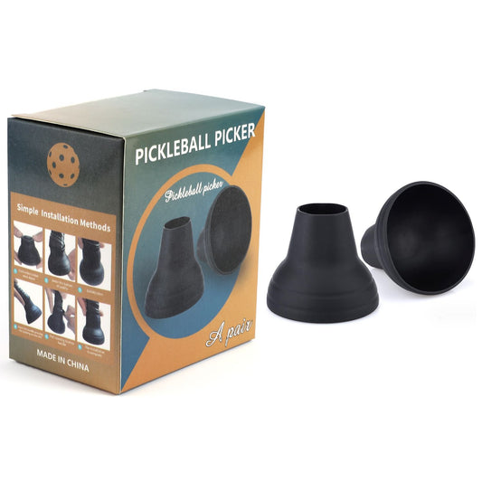 2-piece Black Silicone Pickleball Ball Retriever Attachment for Paddle Handle Easy Ball Pickup Training V888-ELOSUNG53196