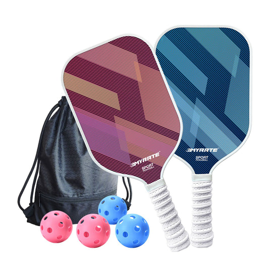 2 pcs Dreamy Purple and Blue Fiberglass Pickleball Paddle Racket Set(2 Rackets + 4 Balls + Bag) Lightweight V888-ELOSUNG53201