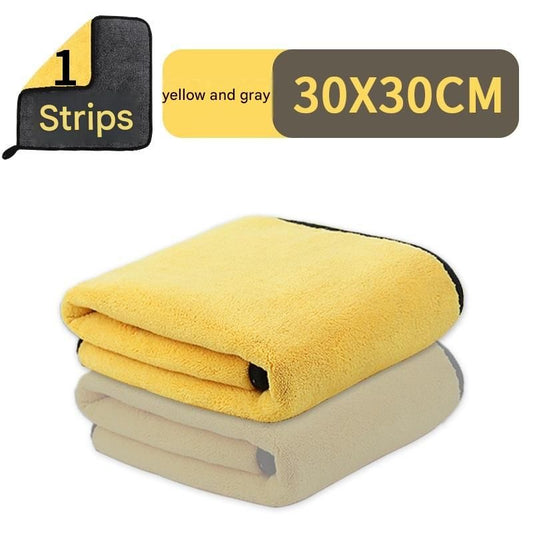 Yellow and Grey 30*30cm Pet Paw-Wiping Towel- Thickened Coral Fleece Super Absorbent Quick Dry Bath Towel for V888-ELOSUNG53219