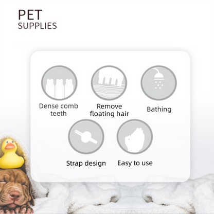 Grey Pet Bath Massage Brush Soft TPR Grooming Brush for Dogs and Cats Adjustable Hand Strap Deshedding V888-ELOSUNG53221