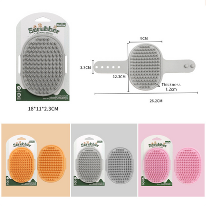 Grey Pet Bath Massage Brush Soft TPR Grooming Brush for Dogs and Cats Adjustable Hand Strap Deshedding V888-ELOSUNG53221