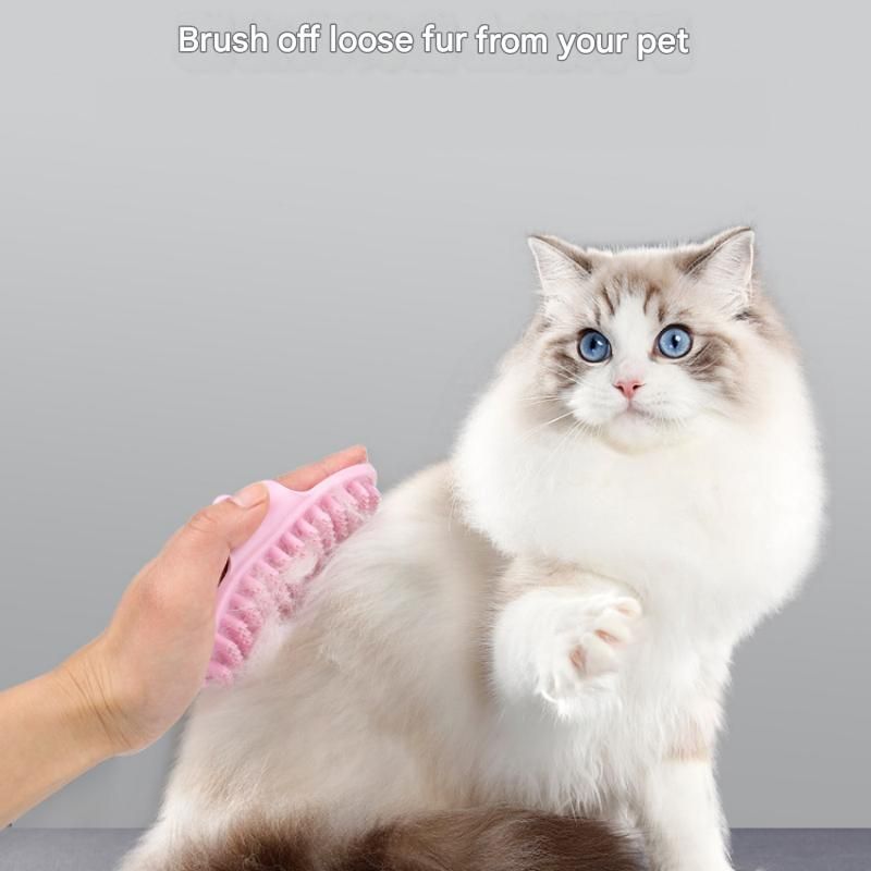 Grey Pet Bath Massage Brush Soft TPR Grooming Brush for Dogs and Cats Adjustable Hand Strap Deshedding V888-ELOSUNG53221