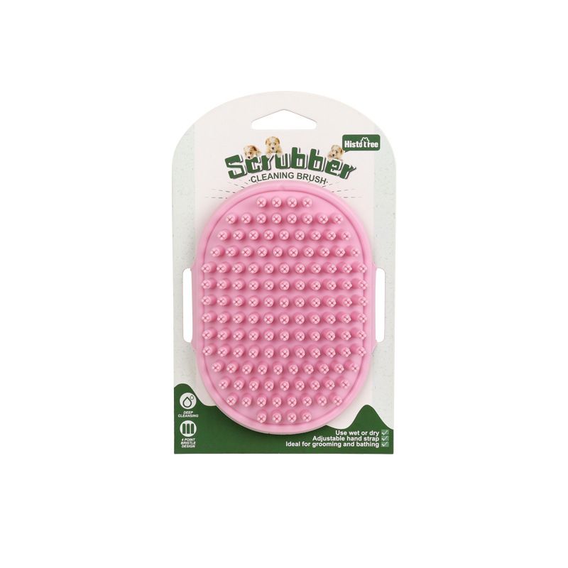 Pink Pet Bath Massage Brush Soft TPR Grooming Brush for Dogs and Cats Adjustable Hand Strap Deshedding V888-ELOSUNG53223