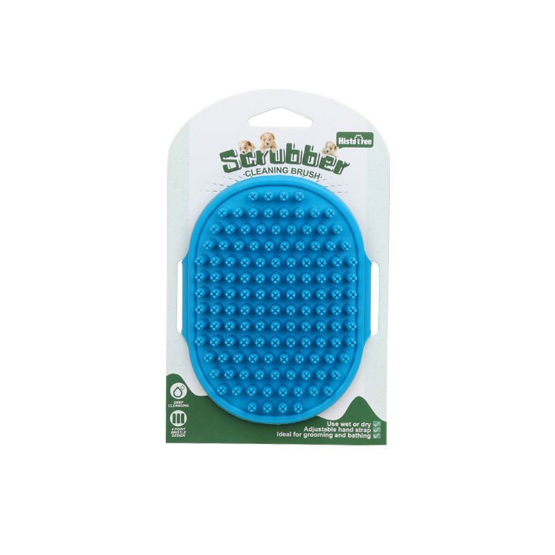 Blue Pet Bath Massage Brush Soft TPR Grooming Brush for Dogs and Cats Adjustable Hand Strap Deshedding V888-ELOSUNG53224