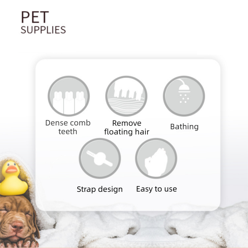 Blue Pet Bath Massage Brush Soft TPR Grooming Brush for Dogs and Cats Adjustable Hand Strap Deshedding V888-ELOSUNG53224
