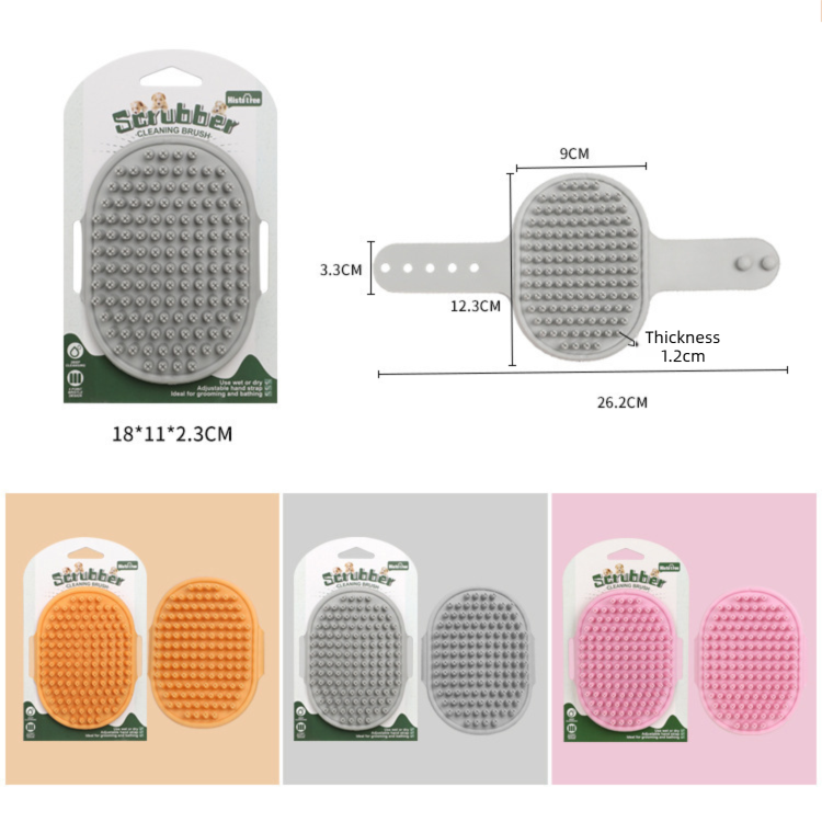 Blue Pet Bath Massage Brush Soft TPR Grooming Brush for Dogs and Cats Adjustable Hand Strap Deshedding V888-ELOSUNG53224
