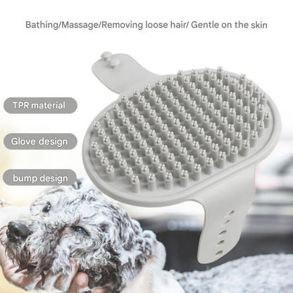 Blue Pet Bath Massage Brush Soft TPR Grooming Brush for Dogs and Cats Adjustable Hand Strap Deshedding V888-ELOSUNG53224