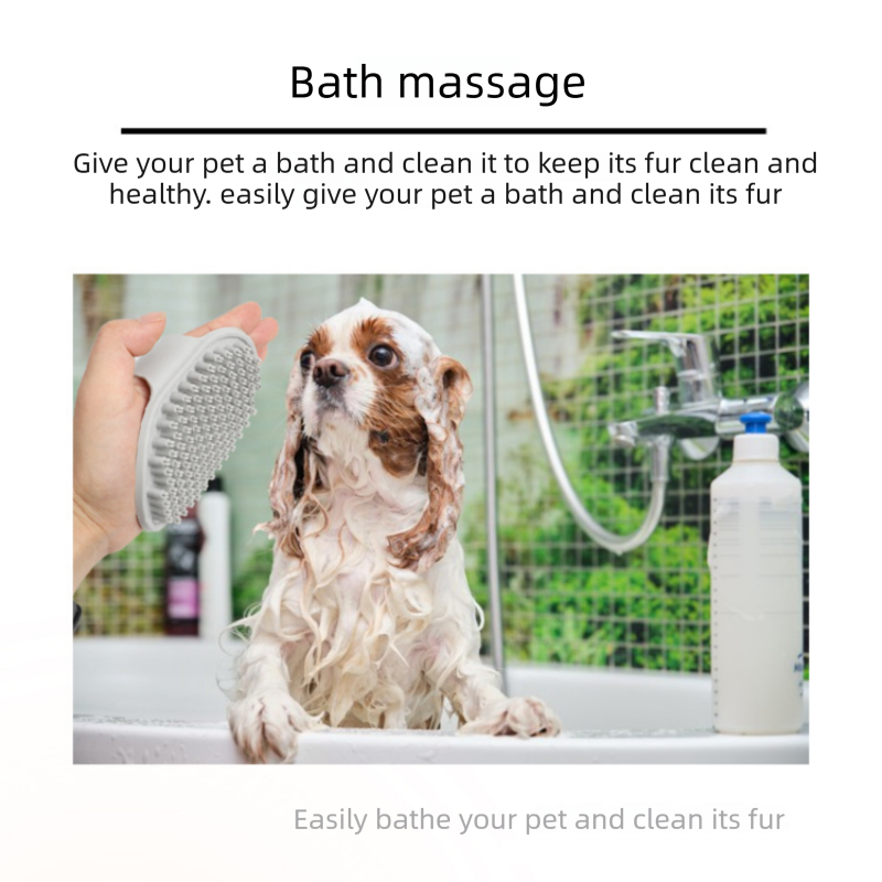 Blue Pet Bath Massage Brush Soft TPR Grooming Brush for Dogs and Cats Adjustable Hand Strap Deshedding V888-ELOSUNG53224