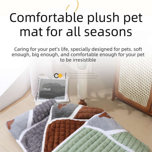 2-piece S size Green Pet Winter Comfort Bundle - 50*36cm Plush Pet Blanket and 40*25cm Thickened Pet Sleeping V888-ELOSUNG53277