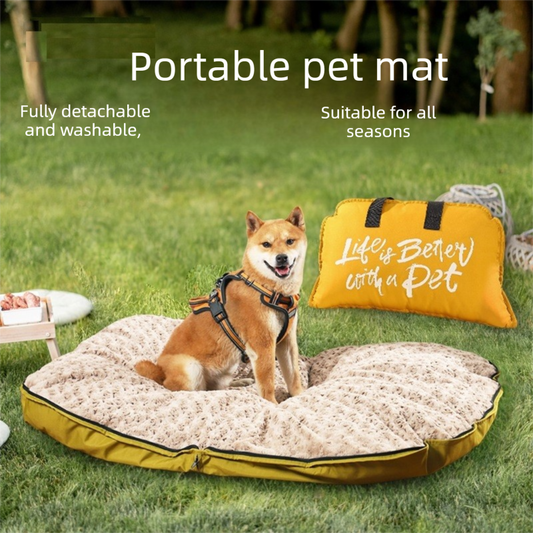 Blue S size Portable Foldable Pet Bed Mat - Waterproof Travel Dog Bed and Cat Cushion with Carry Handles, V888-ELOSUNG53286