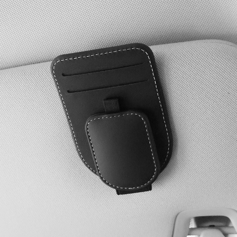 Black Car Sun Visor Eyeglasses Holder Magnetic Glasses Clip with Card Storage Multifunction Auto Sunglasses V888-ELOSUNG53324