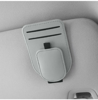 Grey Car Sun Visor Eyeglasses Holder Magnetic Glasses Clip with Card Storage Multifunction Auto Sunglasses V888-ELOSUNG53325