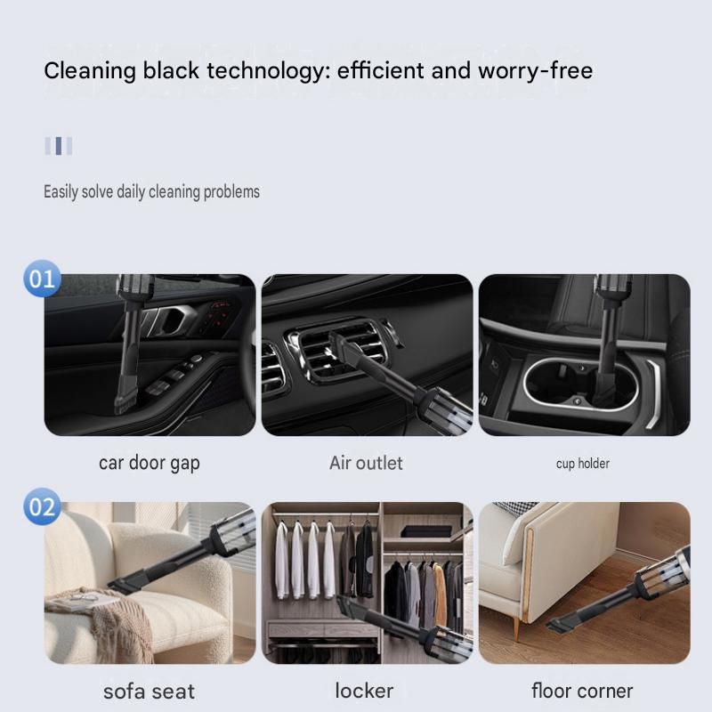 Black Handheld Cordless set Vacuum Cleaner Air Duster 4-in-1 Mini Vacuum Blower Rechargeable Portable Auto V888-ELOSUNG53328