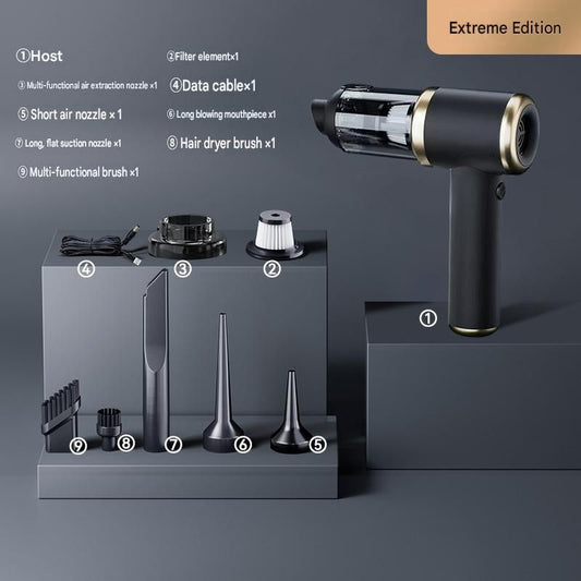 Black Handheld Cordless Vacuum Cleaner Air Duster 4-in-1 Mini Vacuum Blower Rechargeable Portable Auto Home V888-ELOSUNG53329