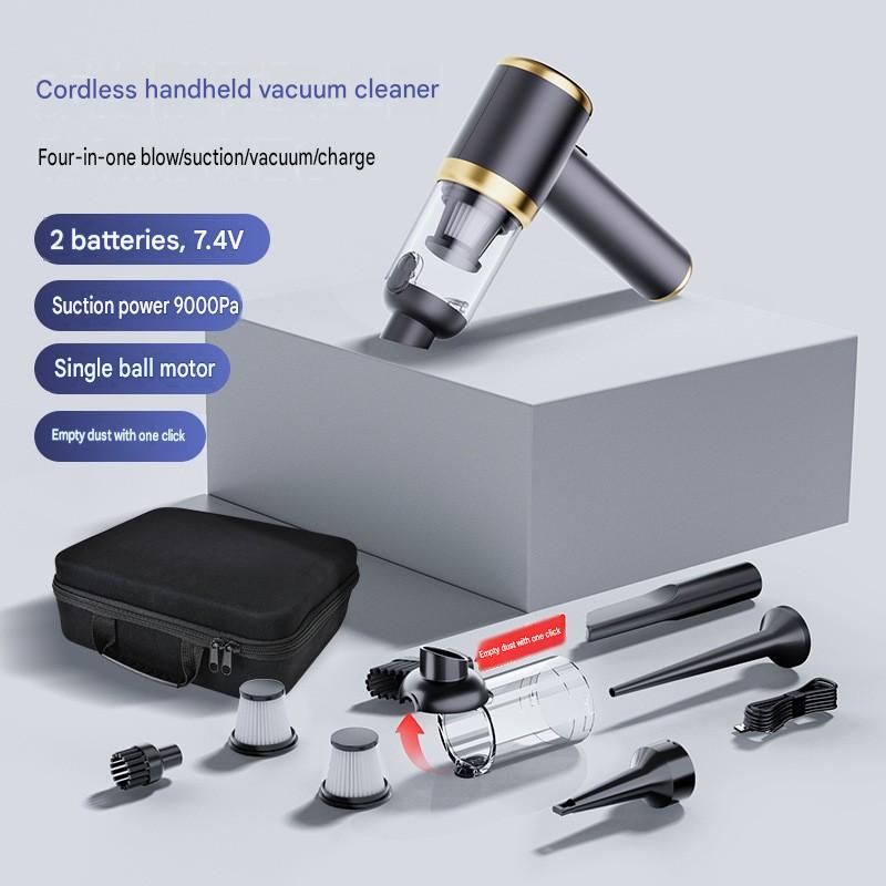 Black Handheld Cordless Vacuum Cleaner Air Duster 4-in-1 Mini Vacuum Blower Rechargeable Portable Auto Home V888-ELOSUNG53329