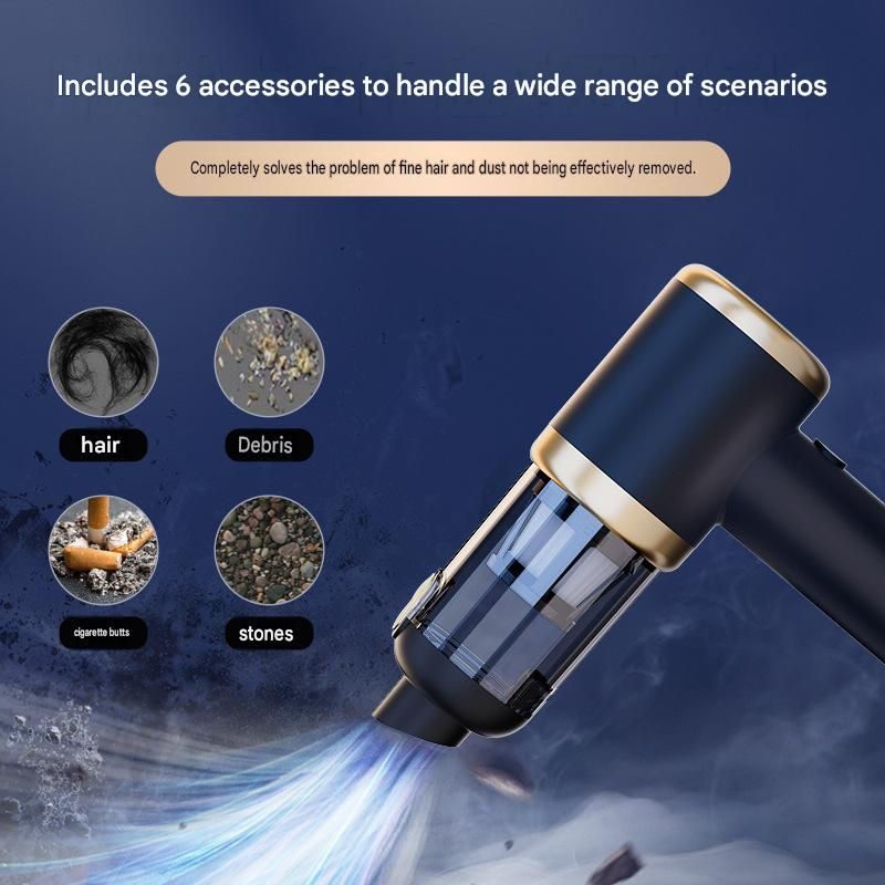 Black Handheld Cordless Vacuum Cleaner Air Duster 4-in-1 Mini Vacuum Blower Rechargeable Portable Auto Home V888-ELOSUNG53329