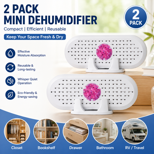 2 pack Mini Rechargeable Dehumidifier for Wardrobes, Closets and Shoe Cabinets, Reusable Moisture Absorber V888-ELOSUNG53338