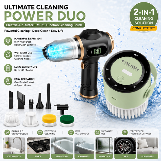 Black and Green Cordless 2-in-1 Cleaning Kit Vacuum cleaner(2 x 2000mAh) and Spin Scrubber Set(Includes three V888-ELOSUNG53355