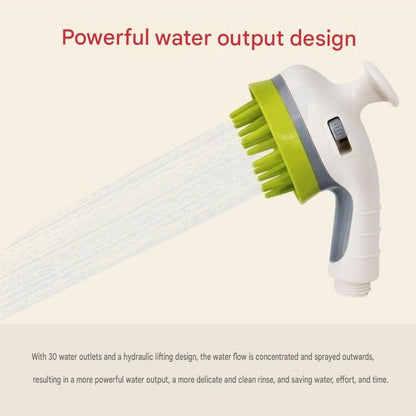 White Pet Bathing Shower Sprayer Brush with Water Control Switch Control Dog Grooming Massage Shampoo Rinse V888-ELOSUNG53356