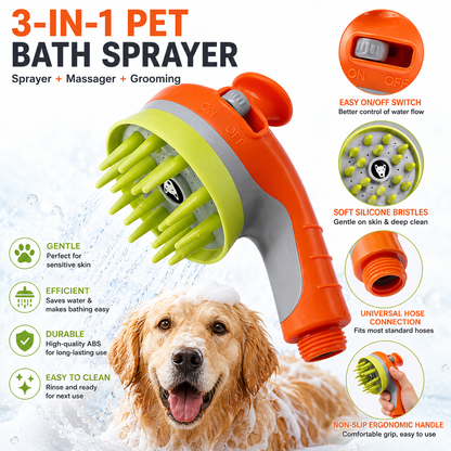 Blue Pet Bathing Shower Sprayer Brush with Water Control Switch Control Dog Grooming Massage Shampoo Rinse V888-ELOSUNG53357
