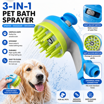 Orange Pet Bathing Shower Sprayer Brush with Water Control Switch Control Dog Grooming Massage Shampoo Rinse V888-ELOSUNG53358