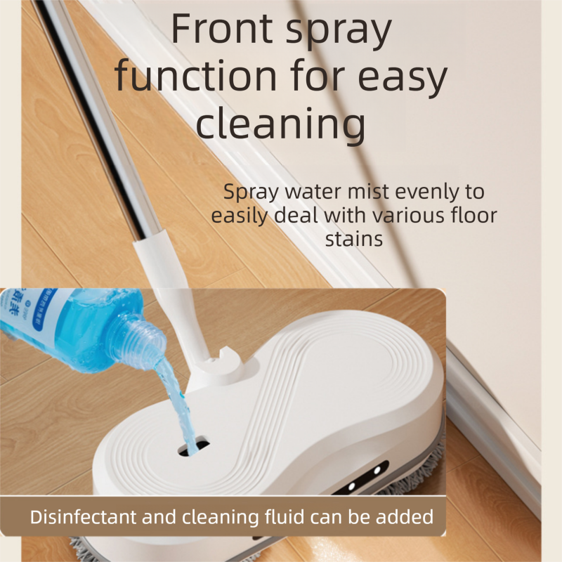White Cordless Electric Spray Mop with LED Light Adjustable Handle Wireless Self-Propelled Floor Cleaner for V888-ELOSUNG53375