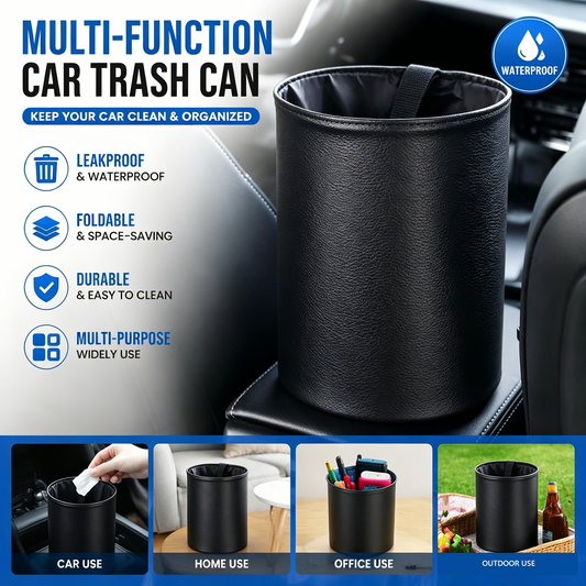 Black Car Trash Can - Foldable Dual-Layer Waterproof Car Garbage Bin , Space-Saving, Easy Clean, Portable V888-ELOSUNG53381