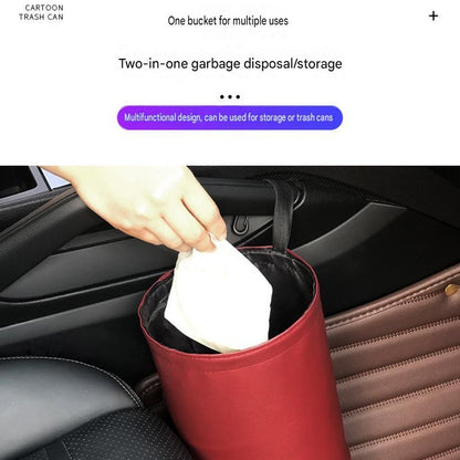 Black Car Trash Can - Foldable Dual-Layer Waterproof Car Garbage Bin , Space-Saving, Easy Clean, Portable V888-ELOSUNG53381