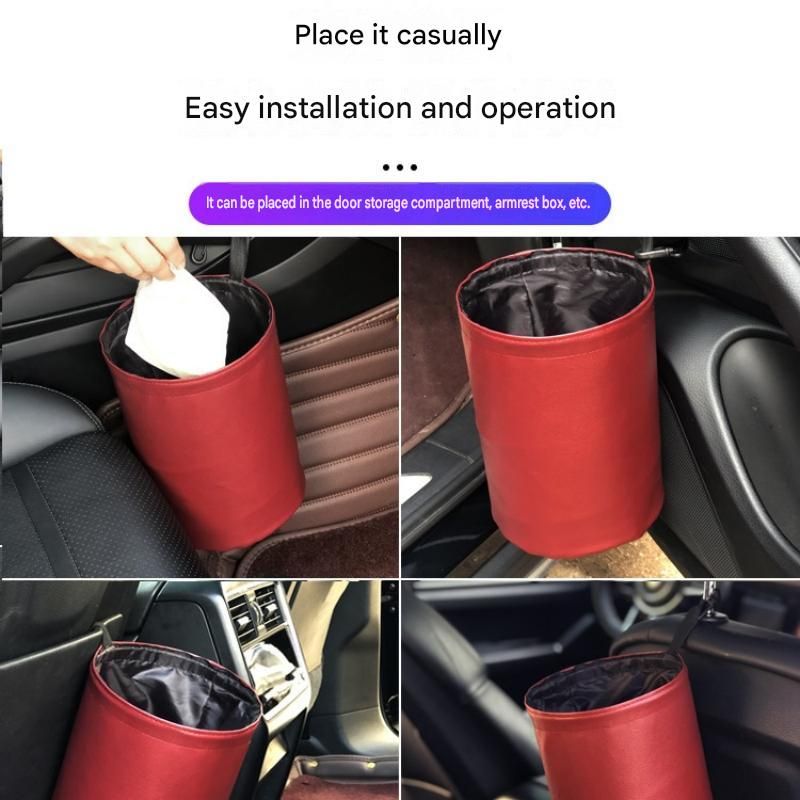 Black Car Trash Can - Foldable Dual-Layer Waterproof Car Garbage Bin , Space-Saving, Easy Clean, Portable V888-ELOSUNG53381