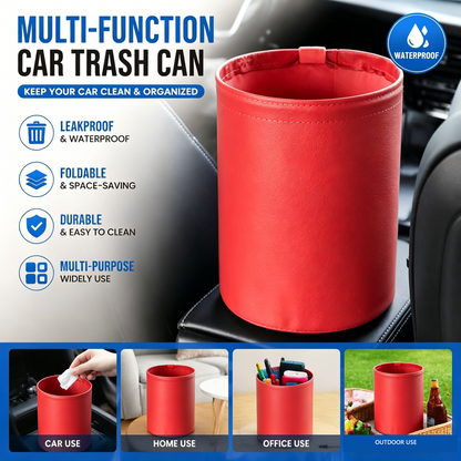 Red Car Trash Can - Foldable Dual-Layer Waterproof Car Garbage Bin , Space-Saving, Easy Clean, Portable V888-ELOSUNG53382
