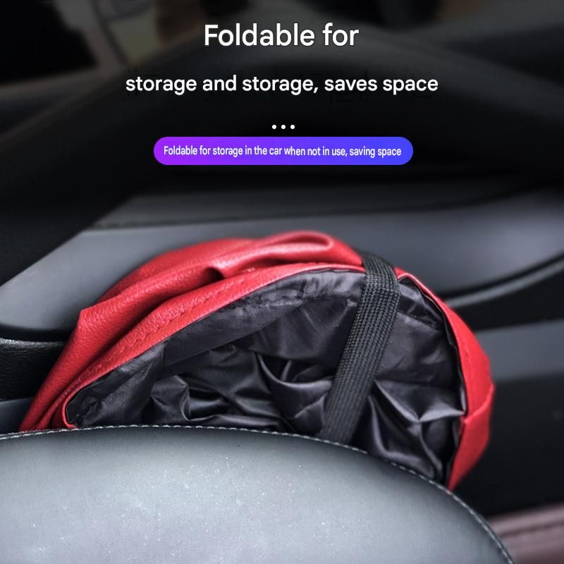 Red Car Trash Can - Foldable Dual-Layer Waterproof Car Garbage Bin , Space-Saving, Easy Clean, Portable V888-ELOSUNG53382
