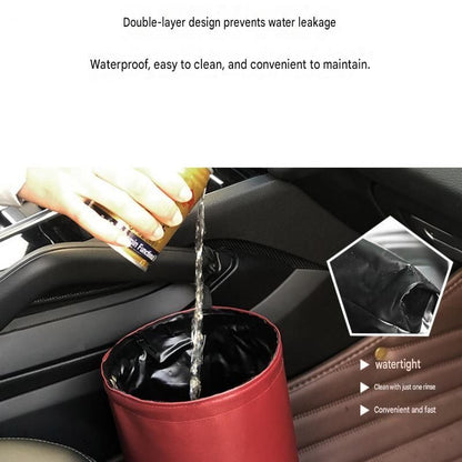 Red Car Trash Can - Foldable Dual-Layer Waterproof Car Garbage Bin , Space-Saving, Easy Clean, Portable V888-ELOSUNG53382
