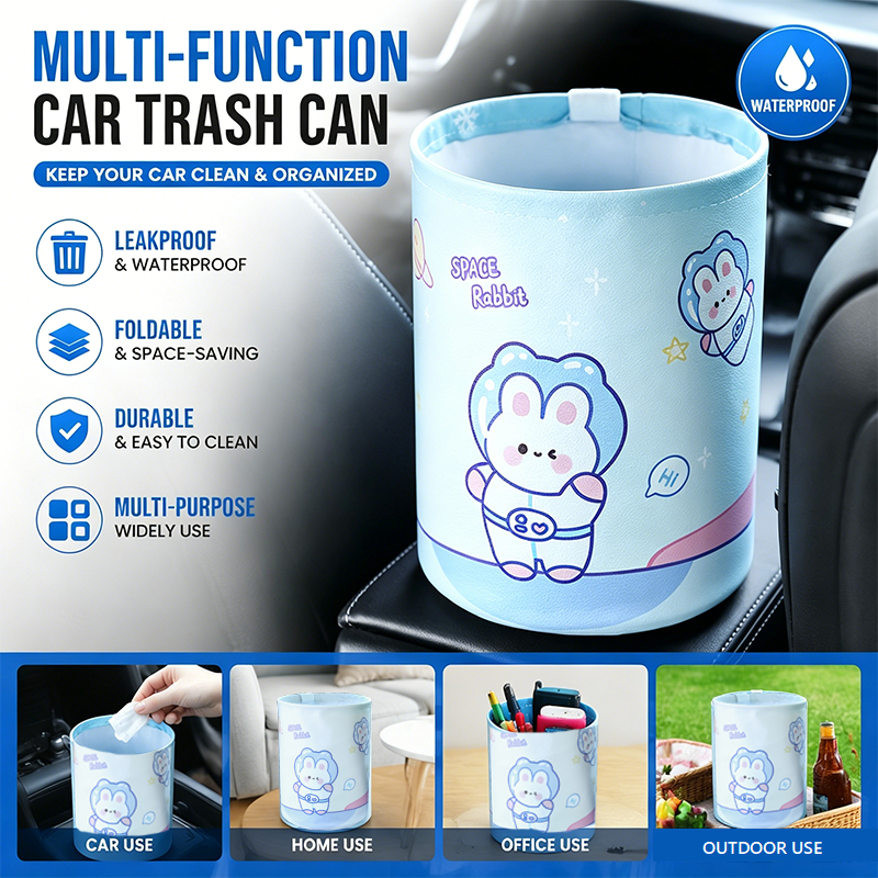 Space rabbit pattern Car Trash Can - Foldable Dual-Layer Waterproof Car Garbage Bin , Space-Saving, Easy V888-ELOSUNG53383