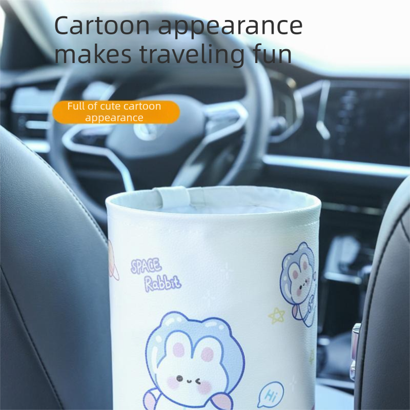 panda pattern Car Blue Trash Can - Foldable Dual-Layer Waterproof Car Garbage Bin , Space-Saving, Easy Clean, V888-ELOSUNG53384