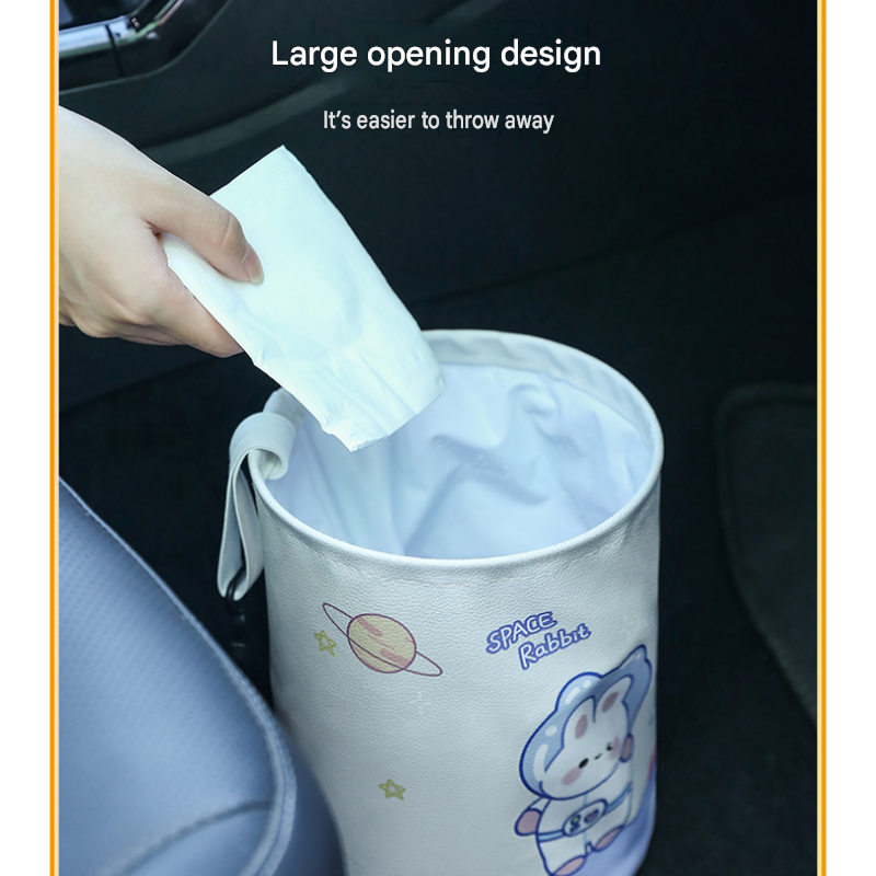 panda pattern Car Blue Trash Can - Foldable Dual-Layer Waterproof Car Garbage Bin , Space-Saving, Easy Clean, V888-ELOSUNG53384
