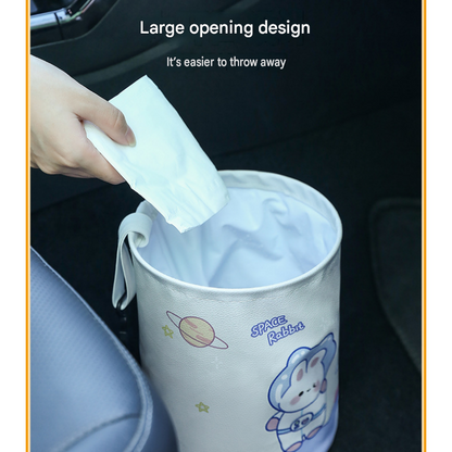 panda pattern Car Blue Trash Can - Foldable Dual-Layer Waterproof Car Garbage Bin , Space-Saving, Easy Clean, V888-ELOSUNG53384