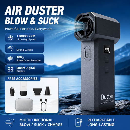 Black High-speed Handheld Turbo Vacuum and Blower set- ABS Portable Multifunction Duster - 130000 RPM, 8000Pa V888-ELOSUNG53385