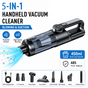 Black and Grey Cordless Handheld Vacuum Cleaner 17000Pa High Suction Portable Rechargeable 5 in 1 Car Home V888-ELOSUNG53390